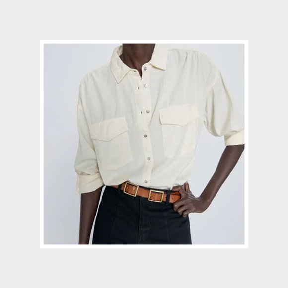 Zara Tops - New Zara Vanilla Collar Shirt With Pockets